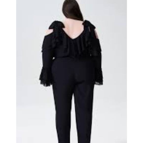 Rodarte x Universal Standards black ruffled wide leg jumpsuit Size 2XL Boho Glam - Picture 2 of 14